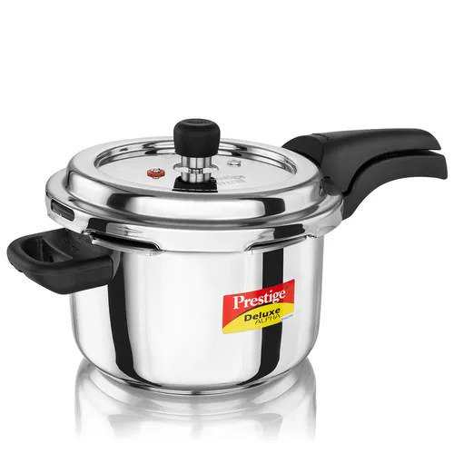 Prestige Deluxe Alpha Svachh Stainless Steel Spillage Control Pressure Cooker, 4 L (Silver)